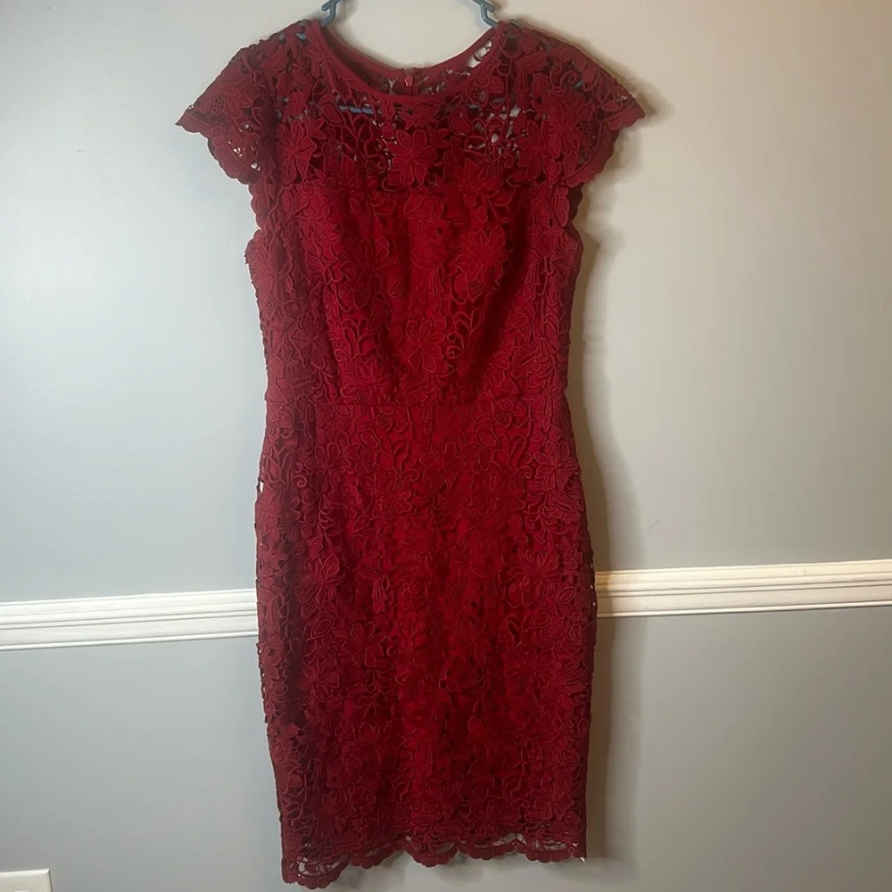 Women’s Lauren Ralph Lauren Red Knee Length Dress Size 6 - Picture 1 of 5